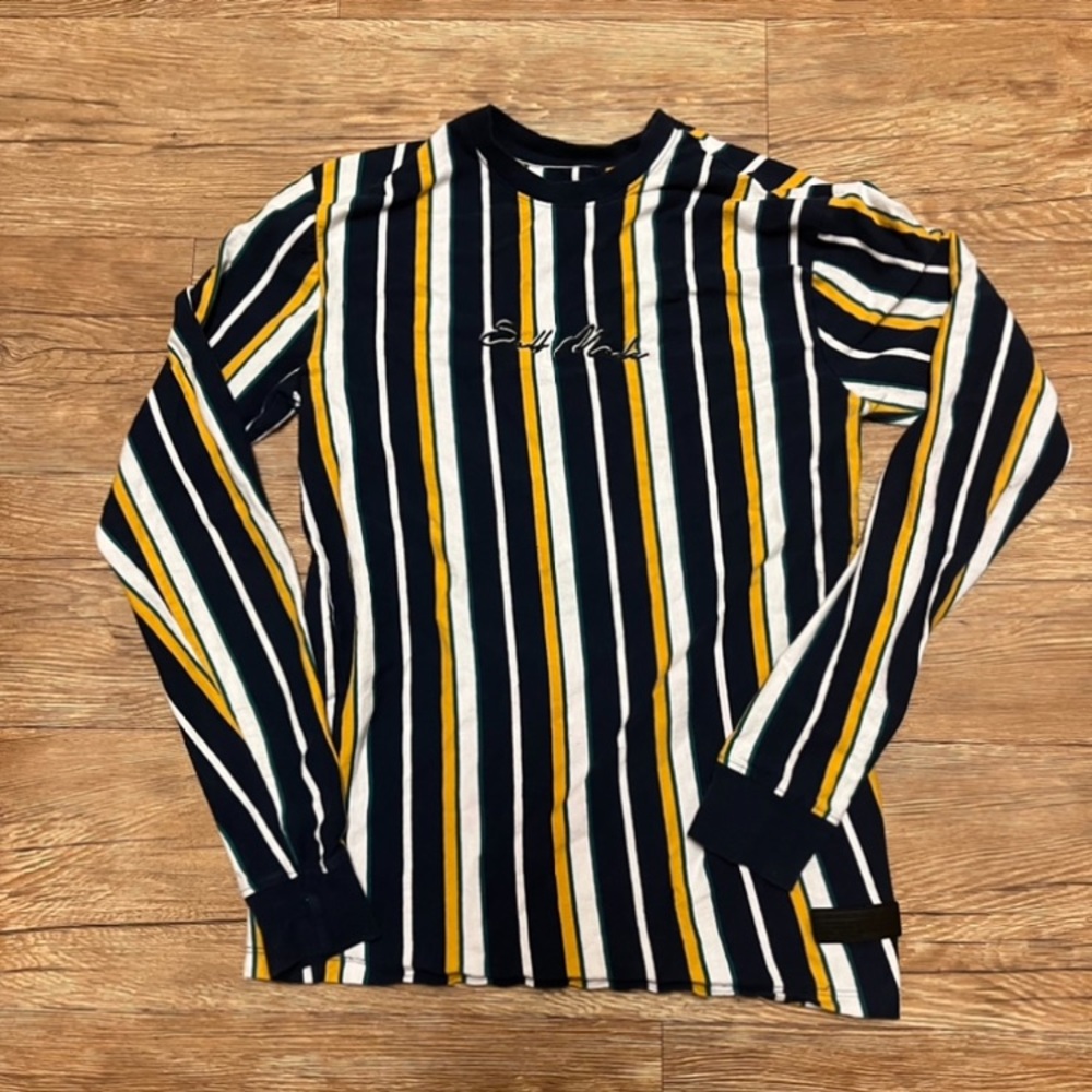 Vertical Striped “Self Made” Longsleeve Shirt